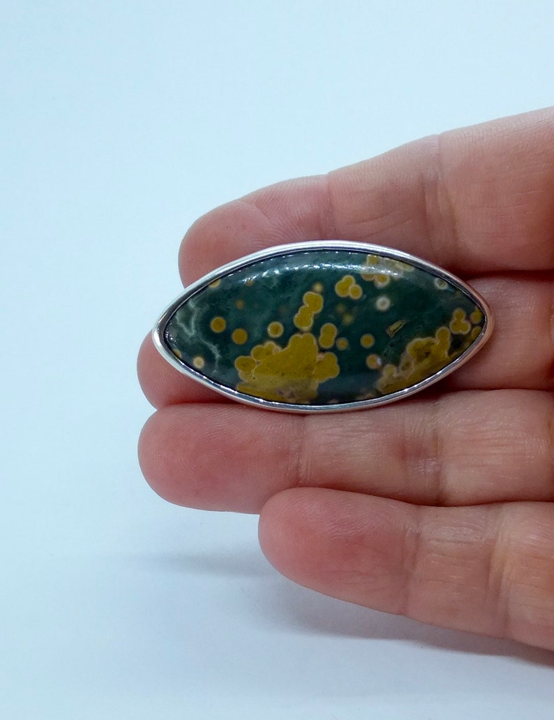 One of a kind Ocean Jasper brooch in sterling silver