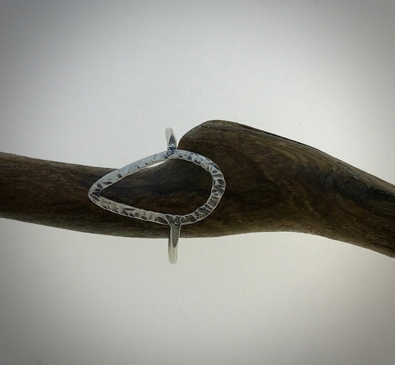 Textured Silver water drop Ring