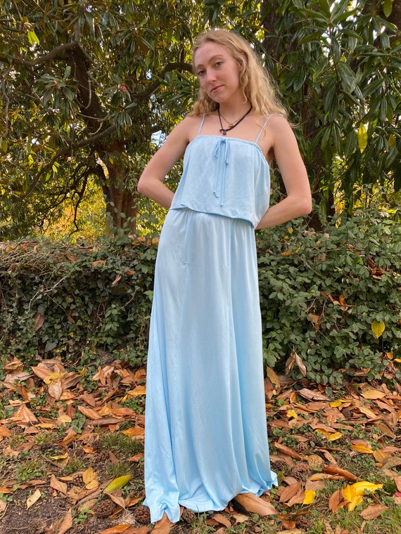 1970s Baby Blue Gown - image 2