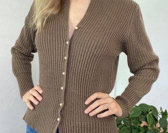 1970s Mocha Acrylic Wool Sweater