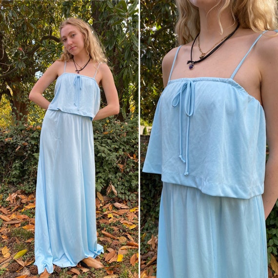 1970s Baby Blue Gown - image 1