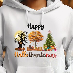 Hallothanksmas Hoodie, Halloween Thanksgiving Christmas, Holiday Sweatshirt