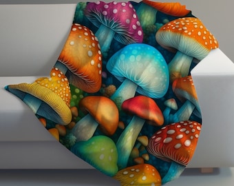 Coperta di funghi colorati: decorazione forestale Cottagecore