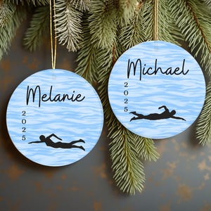 Swimmer Ornament Personalized, Custom Christmas Ornament, Sports Christmas, Swimming gifts