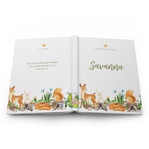 Caderno de diário/Floresta personalizado com nome aniversário e citação/chá de bebê/cartas para filha/querido bebê livro de memórias 1