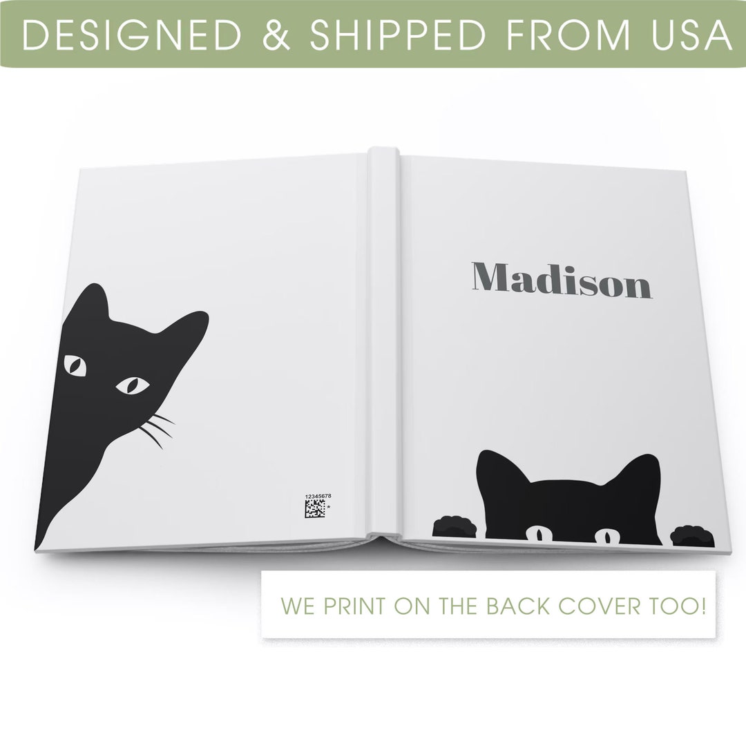 Black Cat Journal Personalized With Name / Custom Black Cat Notebook ...