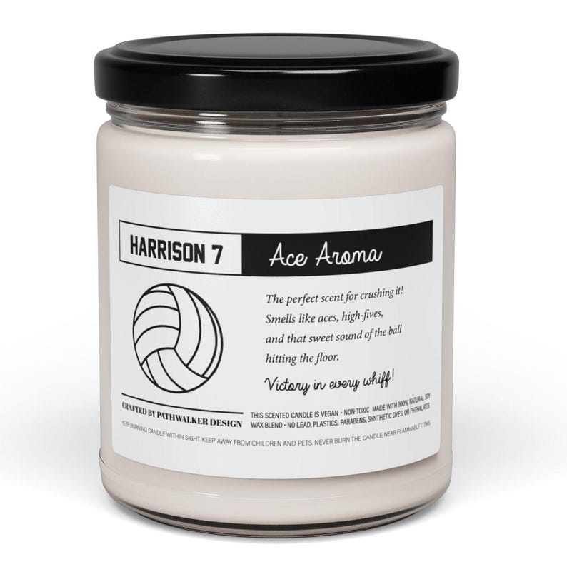 Ace Aroma Custom VOLLEYBALL PLAYER Candle With Name Number Volleyball
