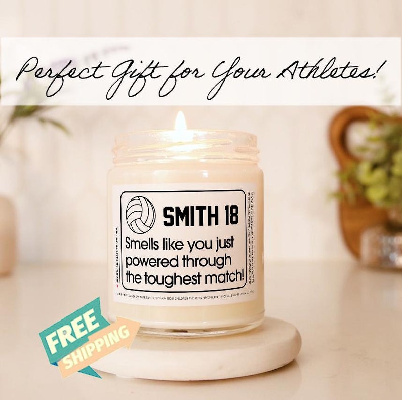 PERSONALIZED VOLLEYBALL Candle With Name & Number Volleyball Player