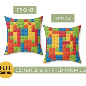 MOST POPULAR Building Block Pillow with Cover (Pillow Included!) - Nursery Children Room Decor, Boy Birthday, Building Blocks Themed Room