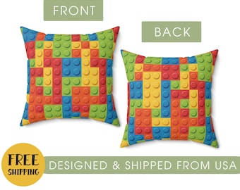 MOST POPULAR Building Block Pillow with Cover (Pillow Included!) - Nursery Children Room Decor, Boy Birthday, Building Blocks Themed Room