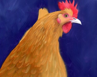 chicken painting, chicken art, hen, chicken, original painting, oil painting, small painting, country decor, art for kitchen