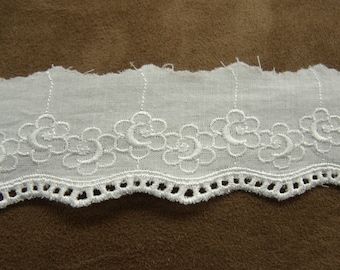 Broderie anglaise blanche ,1.5 cm /hauteur de broderie 1.5 cm