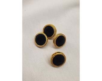 NIEUW zwarte fluwelen knoop met gouden rand, 15 mm, verkocht per 6 / d.w.z. 1,00 euro per stuk