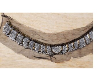 pearl collar in two-tone rockery mordoré and argent, width 33 cm / height 13 cm