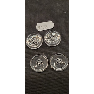 Lot De 7 Boutons Vintage Plastique Translucide Gris-bleu - 30mm - Pour Couture Ou Customisation