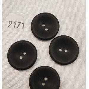 set of 6 matte black acrylic buttons with 2 holes 23 mm
