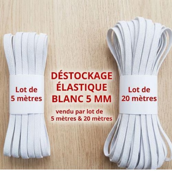 DÉSTOCKAGE : Élastique Blanc 5 mm – Lot de 5 ou 20 Mètres