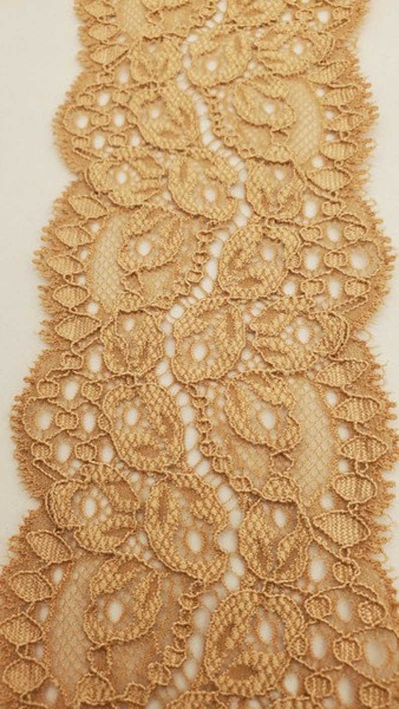 new calais lace overbroded dark beige 7 cm