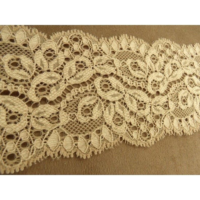 new calais lace overbroded dark beige 7 cm