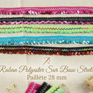 Ruban Polyester Stretch Pailleté – 28 mm