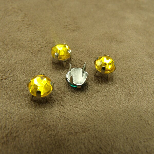 strass à griffe rond- 0,6 cm - JAUNE