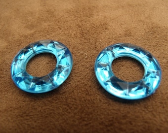 Blue acrylic rhinestone in the shape of a wheel, 25 mm, sold by 10 pieces of the same color