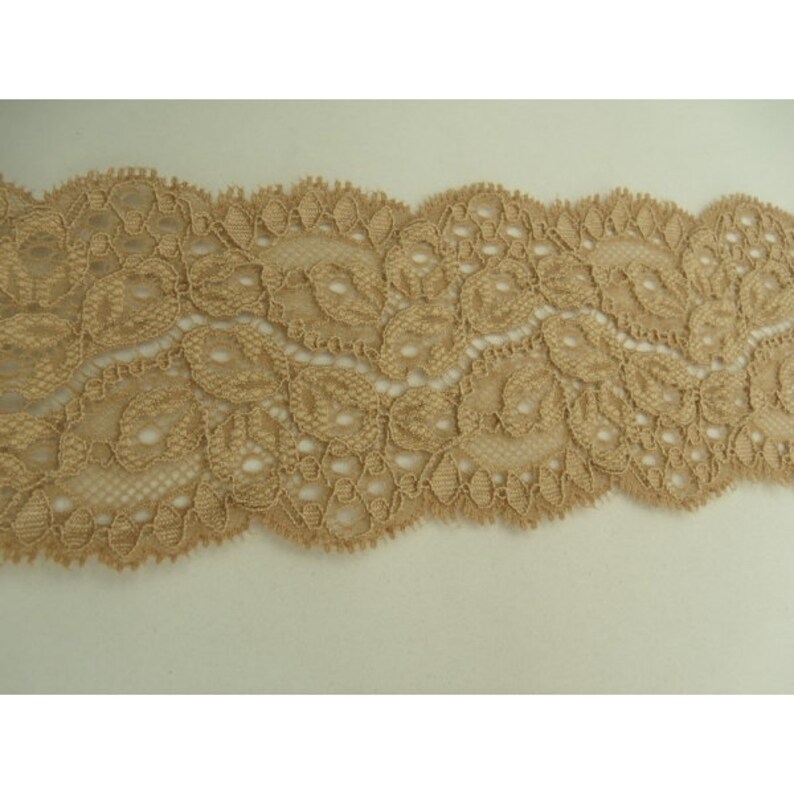 new calais lace overbroded dark beige 7 cm