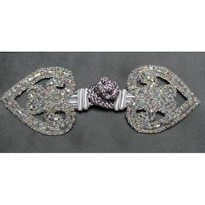 Magnificent BRANDEBOURG gray beaded attachment 14 cm, jewelry attachment that will adorn all coats, jackets etc.