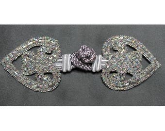 Magnificent BRANDEBOURG gray beaded attachment 14 cm, jewelry attachment that will adorn all coats, jackets etc.