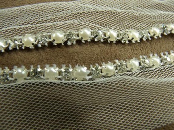 1m Ruban Cordon Suédine Strass 5x2mm Beige