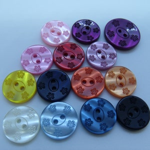 6er-Set Acrylknöpfe mit Blumenmuster, 18 mm