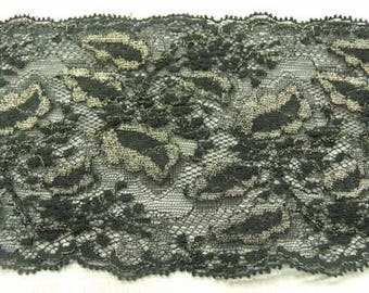 Calais Lace Black and Gold, 12 cm, ,Made in France