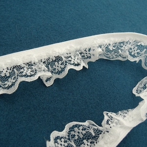 White Gathered Elastic Lace, 3 cm, Made in France