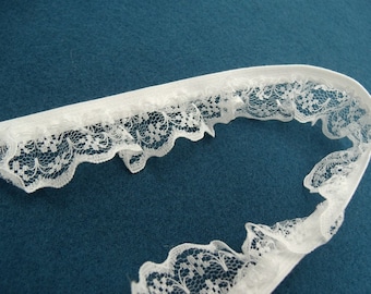 White Gathered Elastic Lace, 3 cm, Made in France