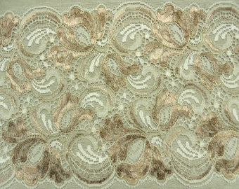 Dentelle De Calais bicolore, 18 cm, De Fabrication Française