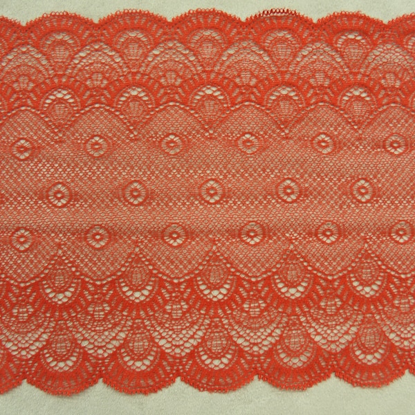 Dentelle De Calais Tango Rédo Rouge, 20 cm, De Fabrication Française