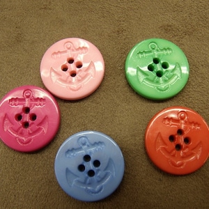 LOT OF 6 marine anchor buttons 23 mm