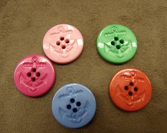 SET OF 6 marine anchor buttons 23 mm