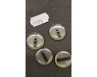 transparent and black acrylic button with 2 holes, 23 mm, sold by 6 / or 1.00 euros per unit