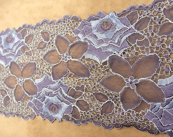 New Calais Lace Inlay Blue & Purple, 17 cm, Made in France