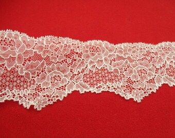 Fine dentelle De Calais ÉCRU ,Stretch,9 cm,,De Fabrication Française