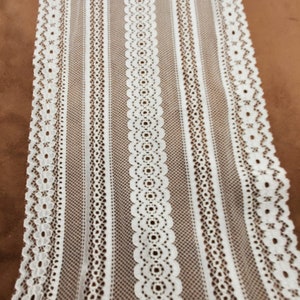 White Over-embroidered Embroidery 17.5 cm, Made in France