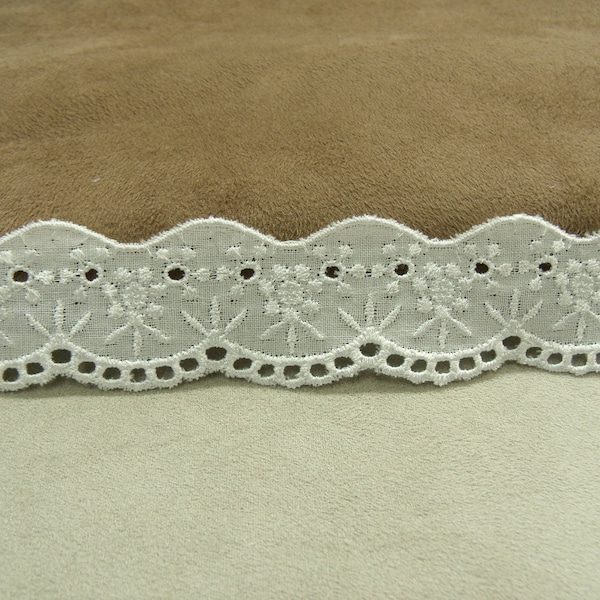 broderie anglaise blanche,2.5 cm,vendu par 2 metres