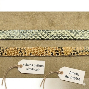 Ruban Simili Cuir Python Gris 12mm et Marron 10mm -