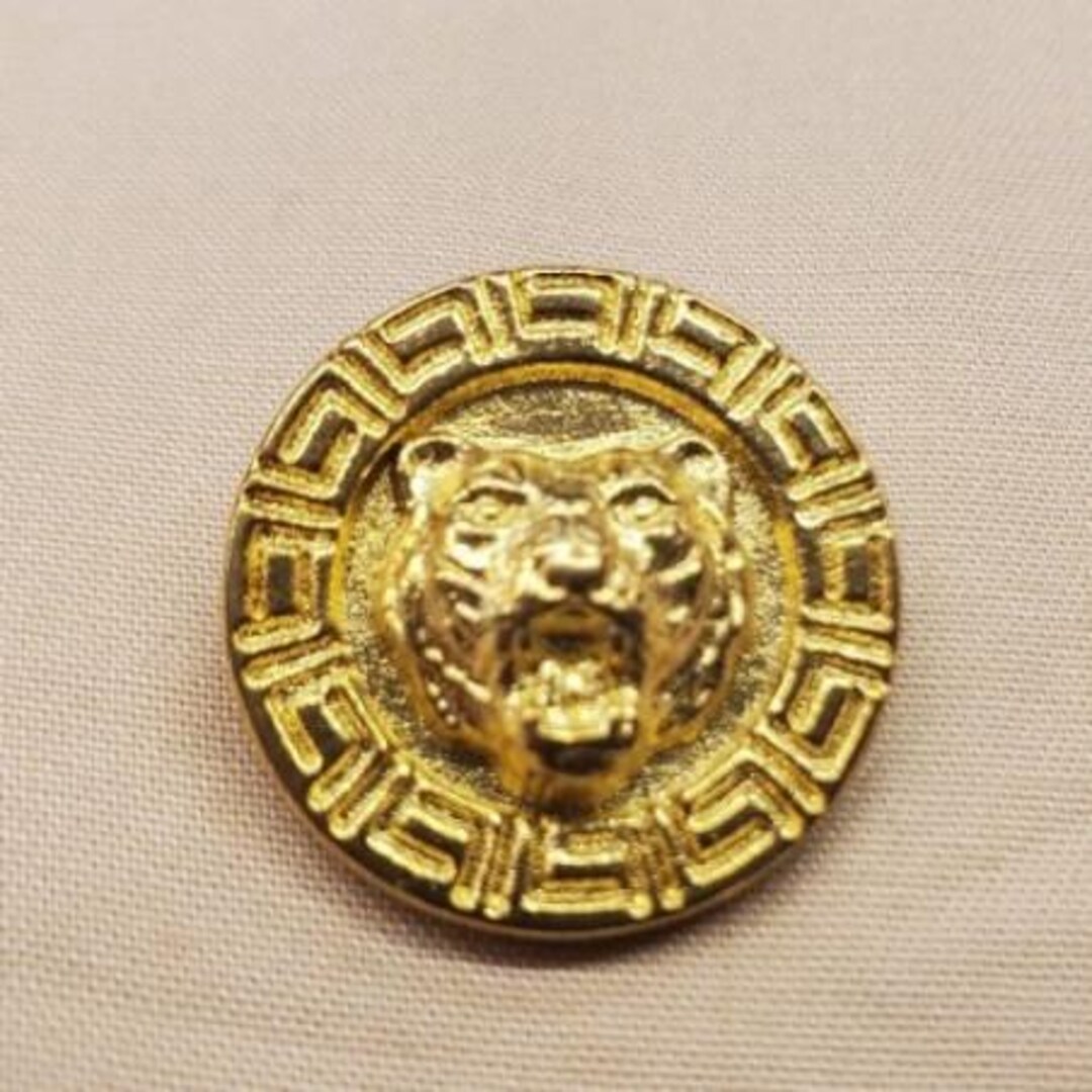 Gold Metal Jewel Button With Embossed Tiger Head 23 Mm UK