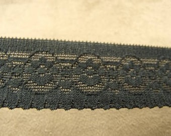 Black Elastic Lace, 2.5 cm, Made in France