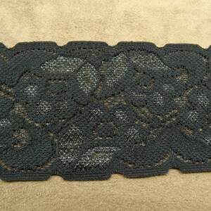 Stretch ribbon lace, 6.5 cm, Black, Made in France