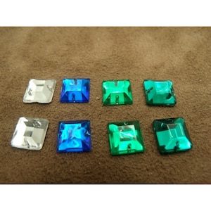 LOT OF 20 square rhinestones 10 mm