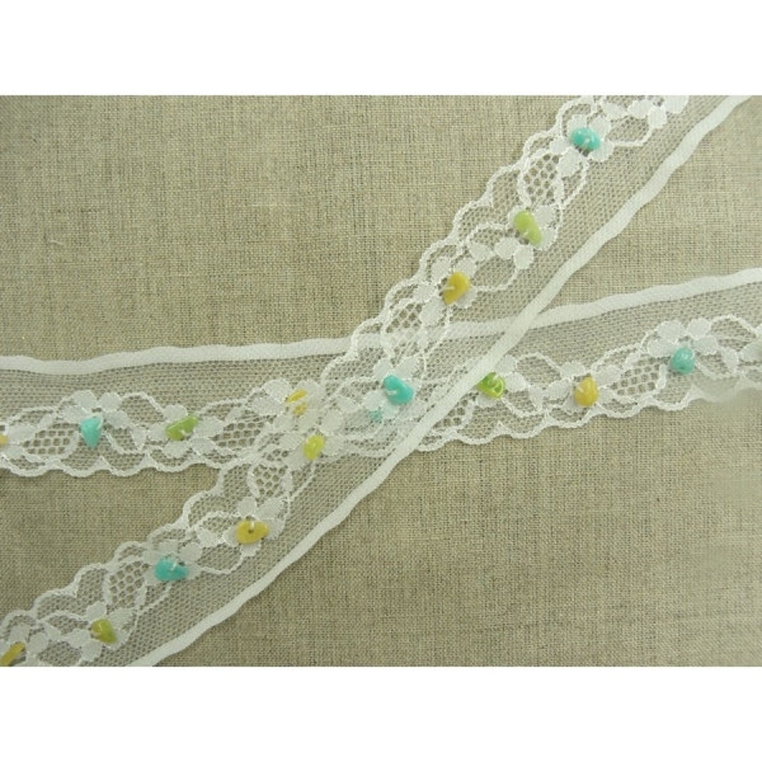 Buy Turquoise Pearl Lace, 3 Cm, Made in France Online in India 