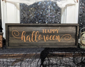 Happy Halloween Sign | Wood Framed Sign | Farmhouse Wall Décor